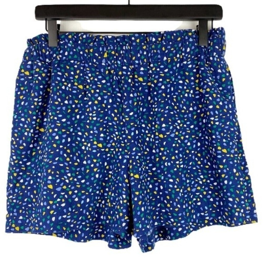 Banana Republic Flared Shorts Womens Small Blue Pockets Multicolor Polka Dot